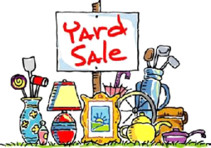 Yard sale illustration with items for sale